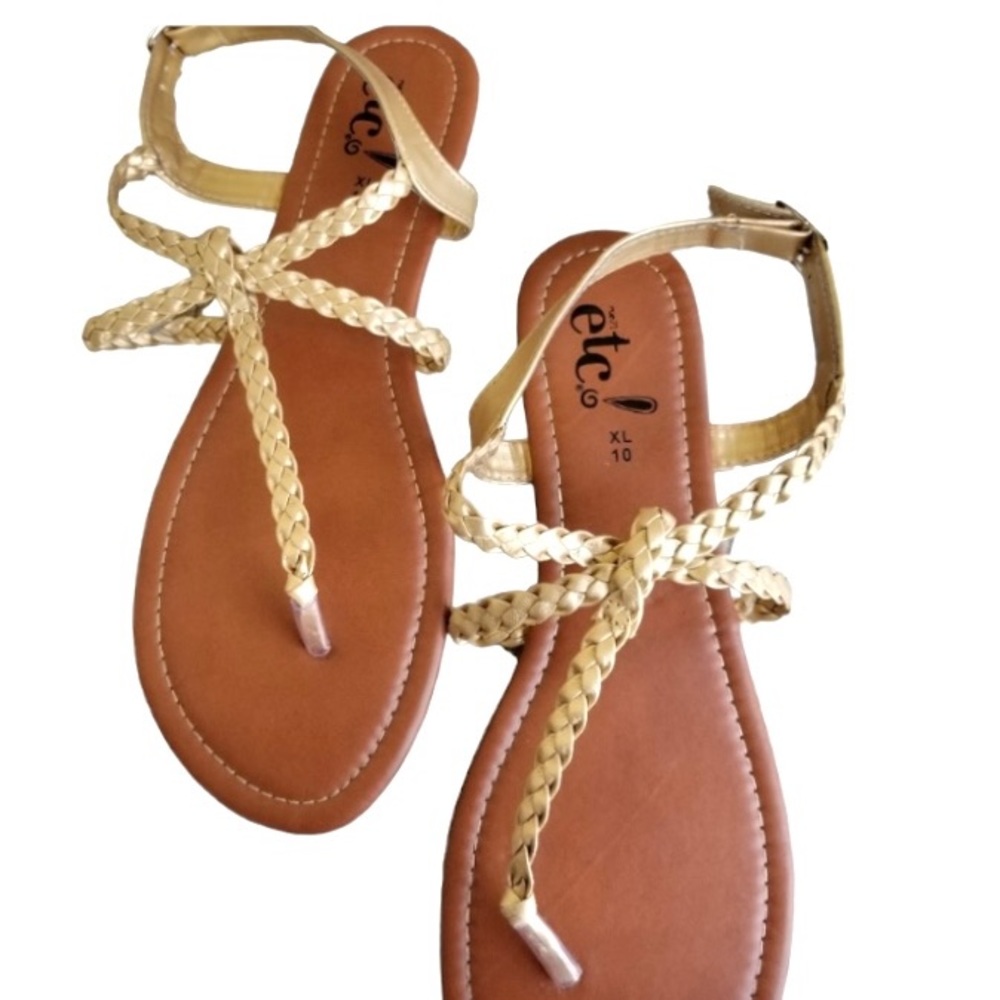 Gladiator Sandals Braided T-Strap Slingback Roman 🔥SIZE 10🔥NWOT